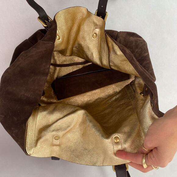 Gerard Darel Simple Leather Bag Brown Suede - Picture 6 of 8